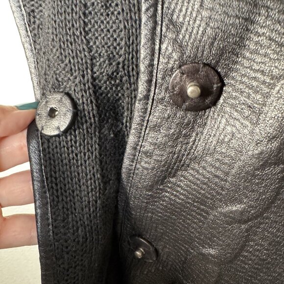 Guess Womens Black Textured Faux Leather Coat Size‎ M - Picture 5 of 10